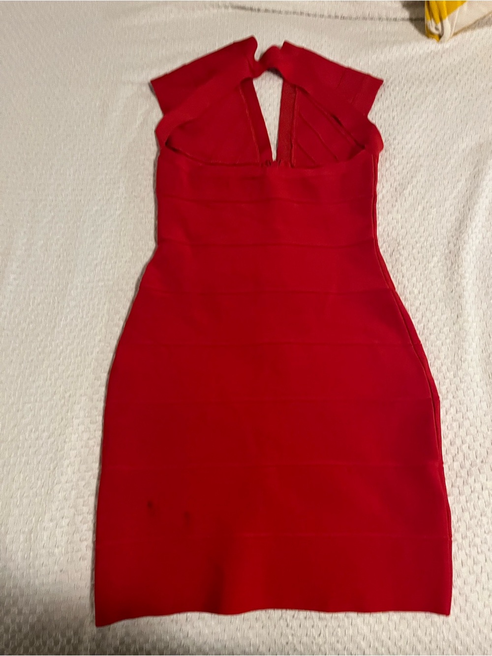 Herve Leger Red Bandage Halter Mini Dress